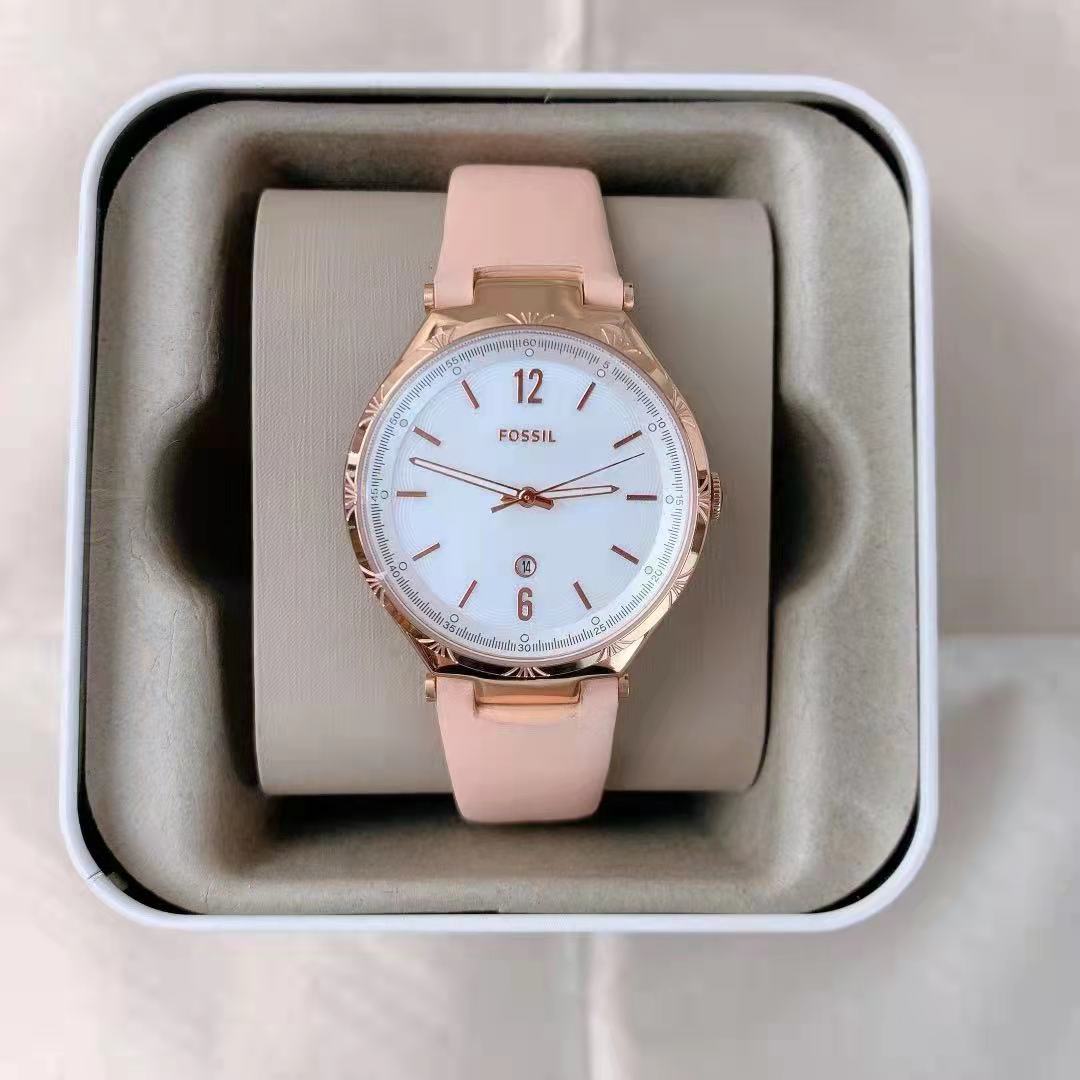 Fossil BQ3743 Women Three-Hand Pink Leather Strap Watch Fossil BQ3743 Women Three-Hand Pink Leather Strap Watch